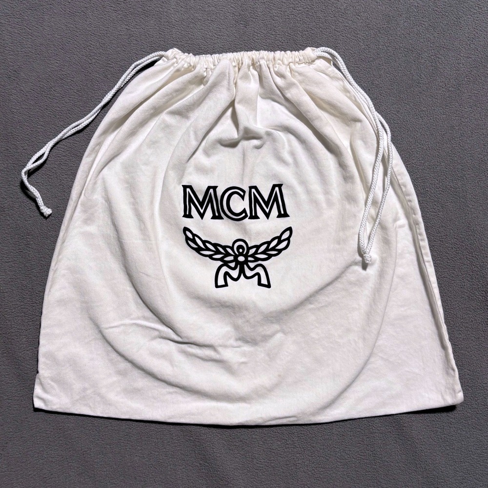 MCM Dust Bag M/L White Drawstring Logo Purse Shoe Accessory Storage